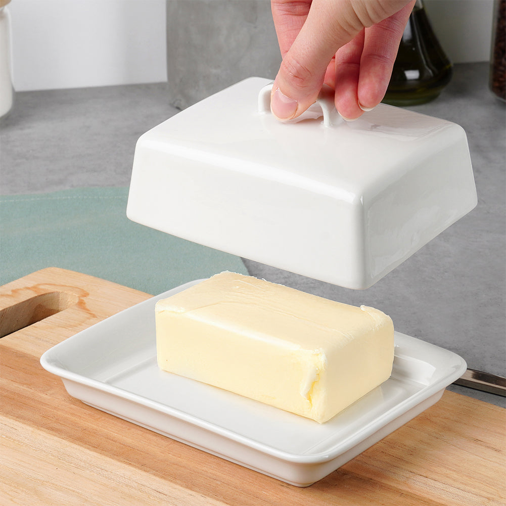 Ceramic butter dish white