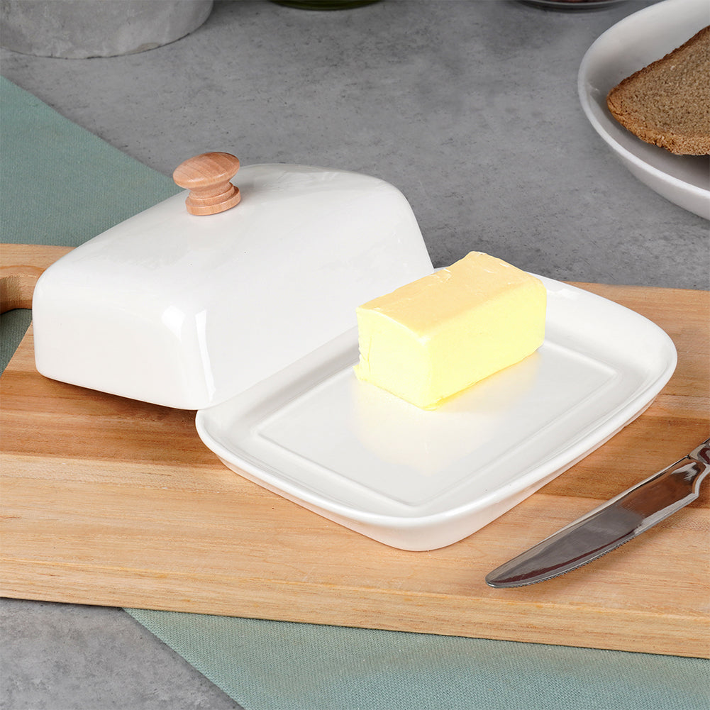 Ceramic butter dish white