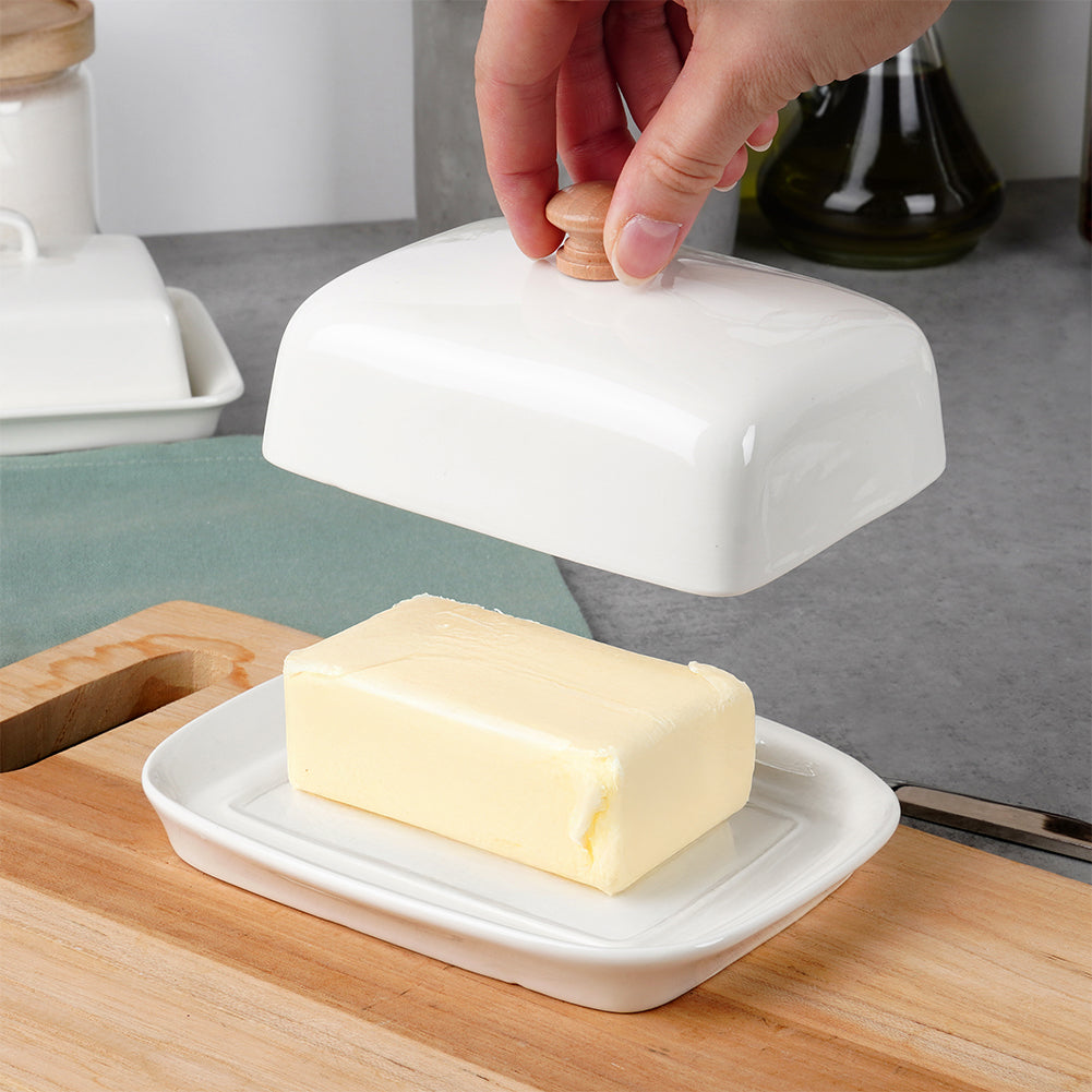 Ceramic butter dish white