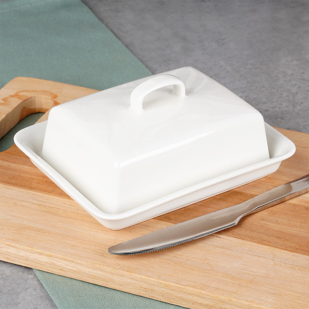 Ceramic butter dish white