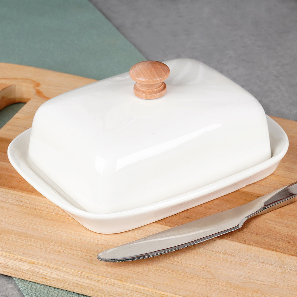Ceramic butter dish white