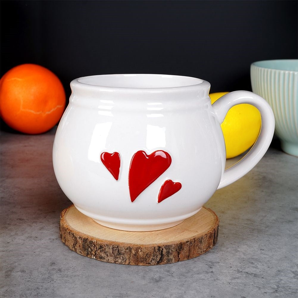 Ceramic cup with decoration, comfortable handle, dishwasher safe
