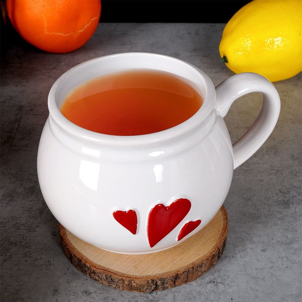 Ceramic cup with decoration, comfortable handle, dishwasher safe