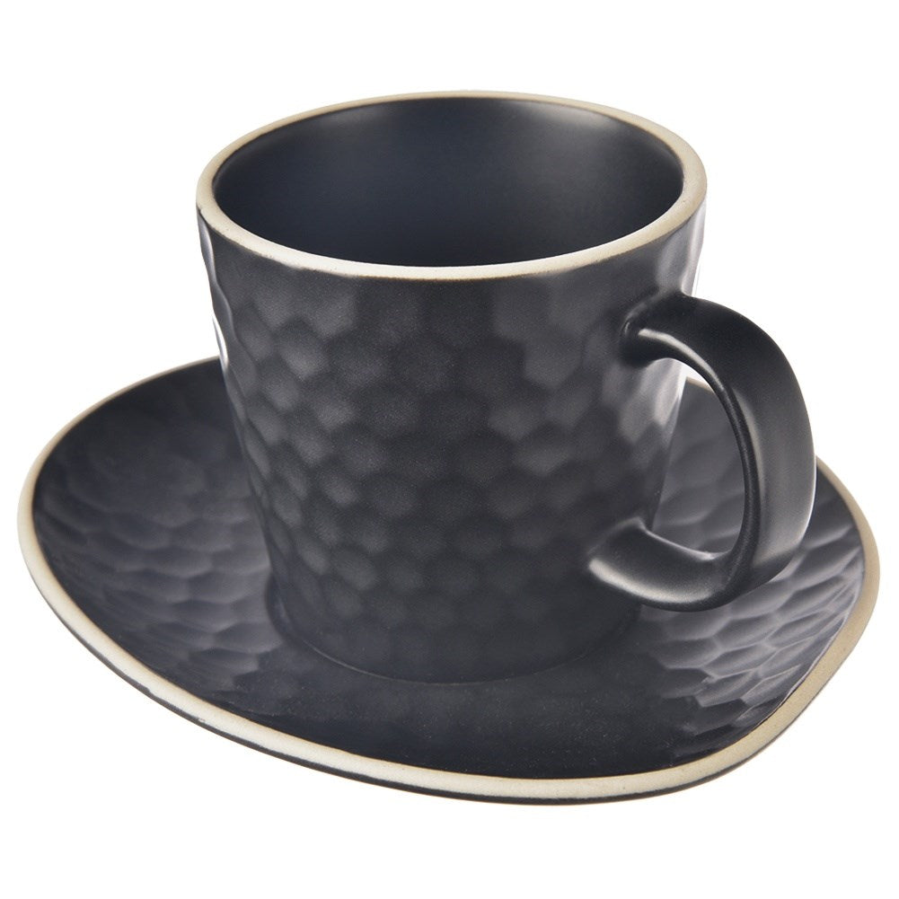 Ceramic cup with saucer black TEA TIME 235 ml