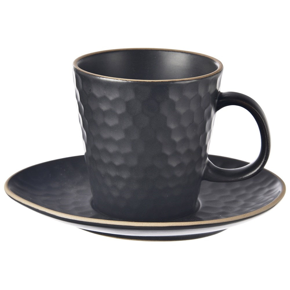 Ceramic cup with saucer black TEA TIME 235 ml