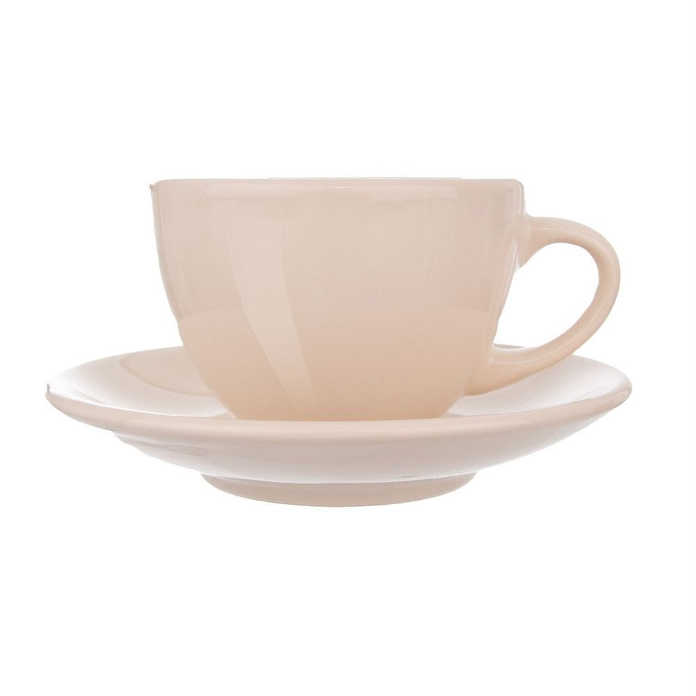 Ceramic cup with saucer cream ALFA 220 ml
