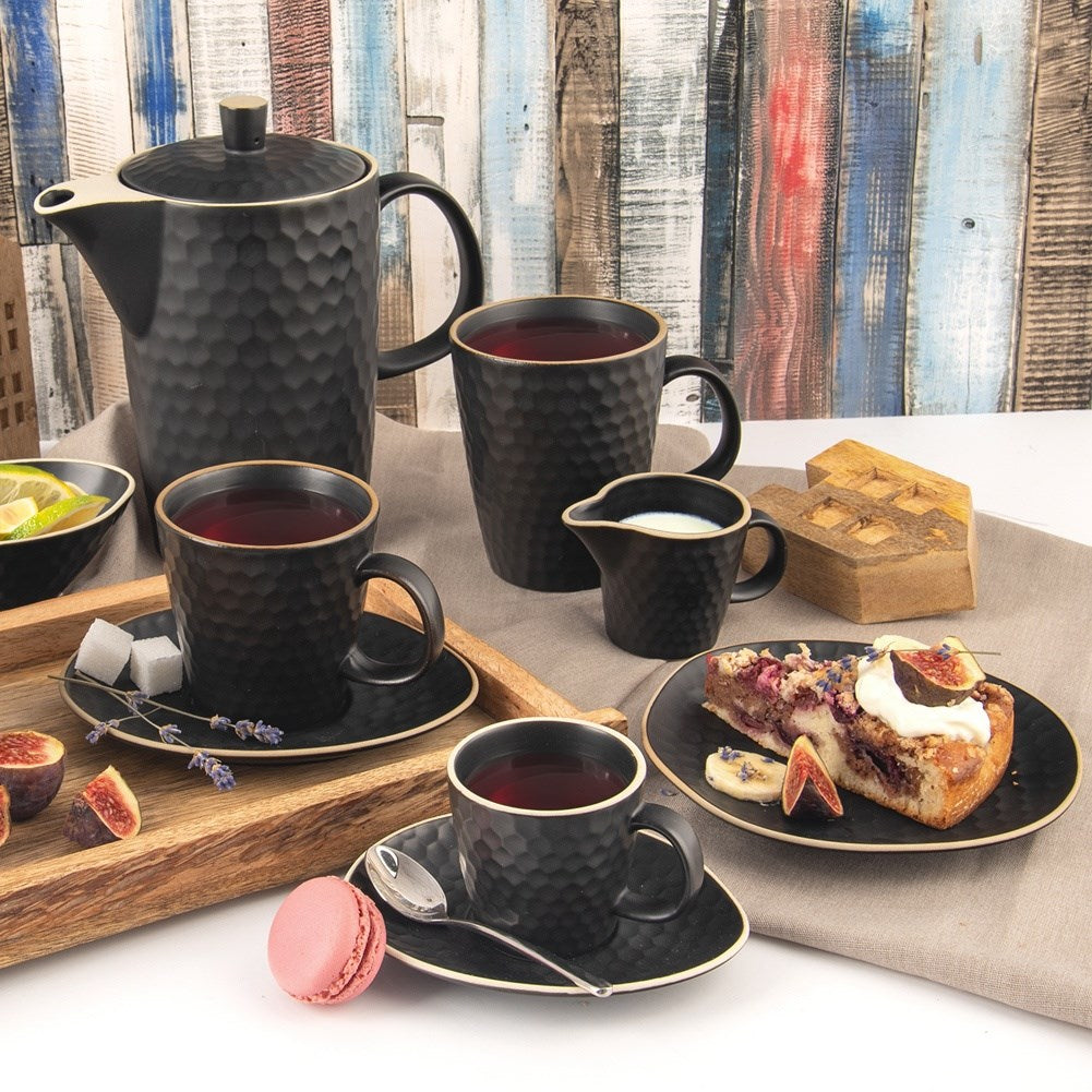 Ceramic dessert plate black TEA TIME 16.5x15 cm
