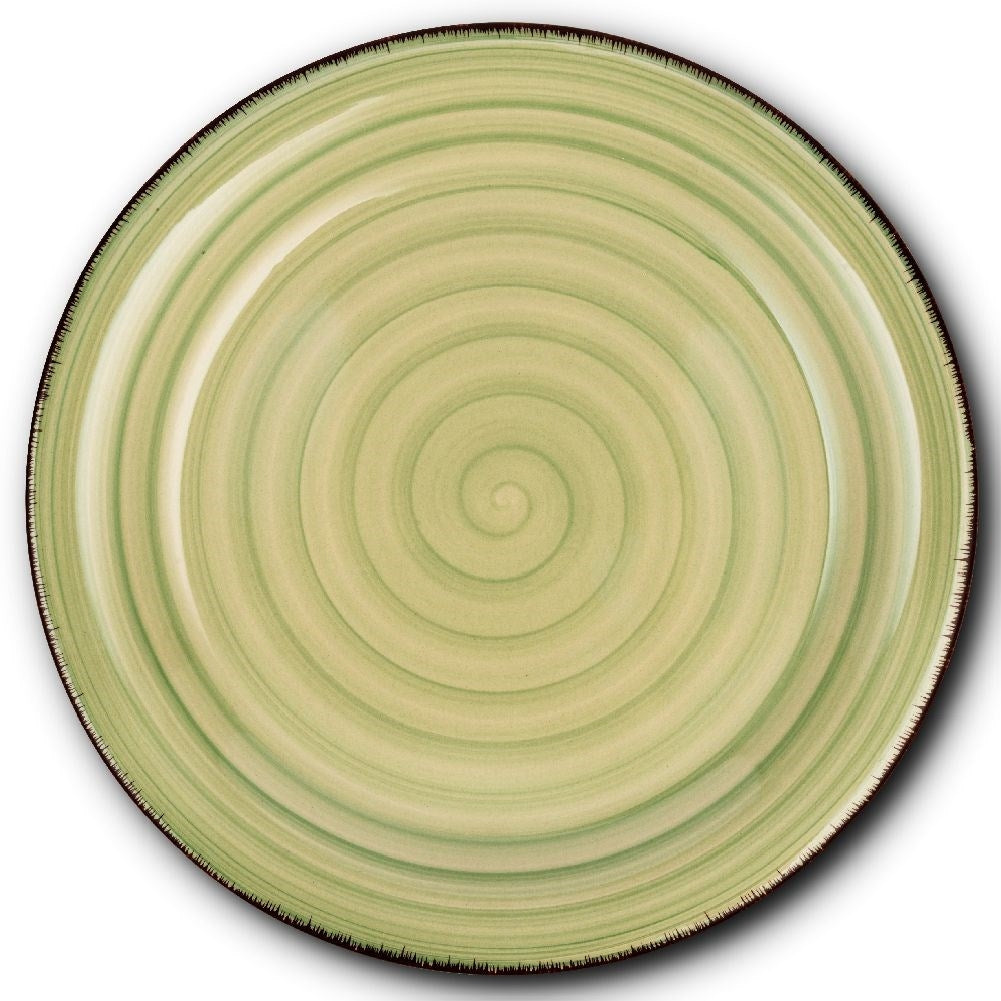 Ceramic dinner plate in green and beige, dishwasher safe
