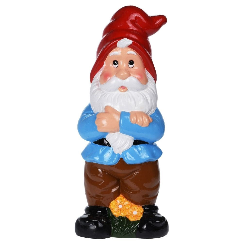 Ceramic garden gnome with red hat, weatherproof