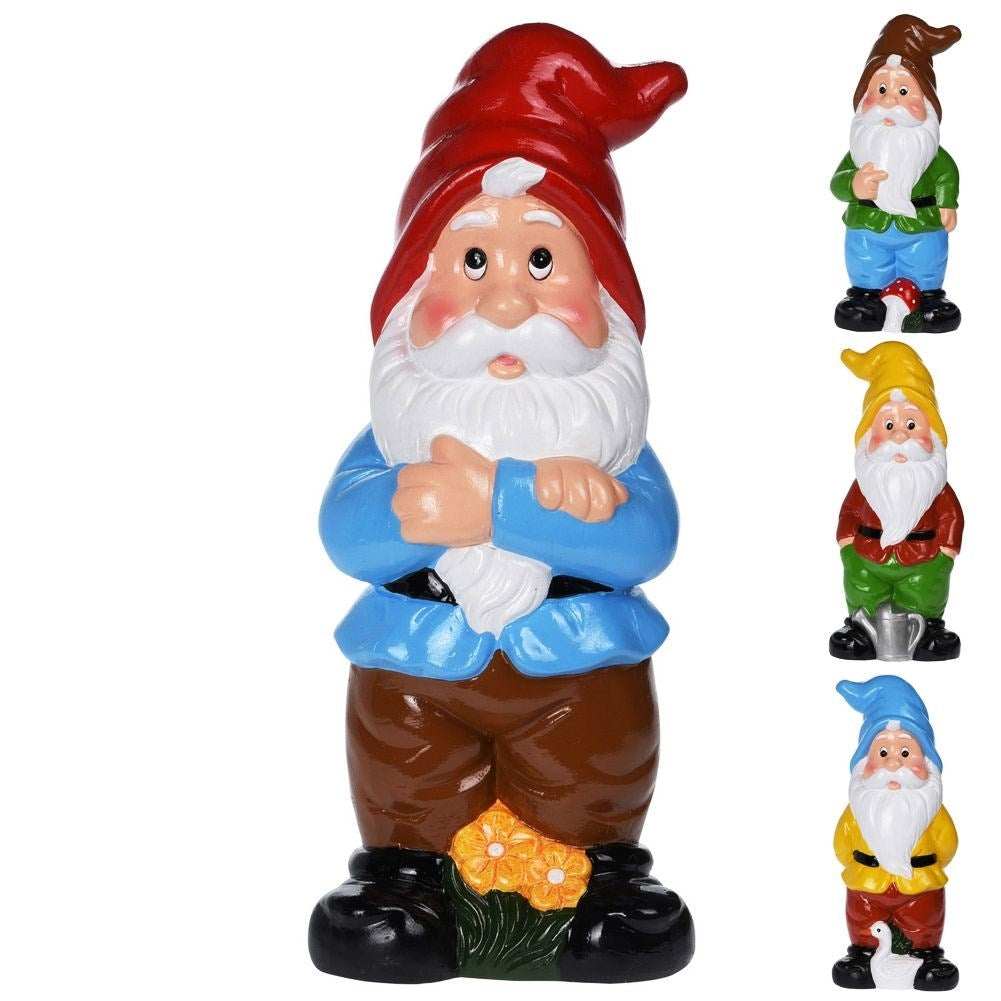 Ceramic garden gnome with red hat, weatherproof