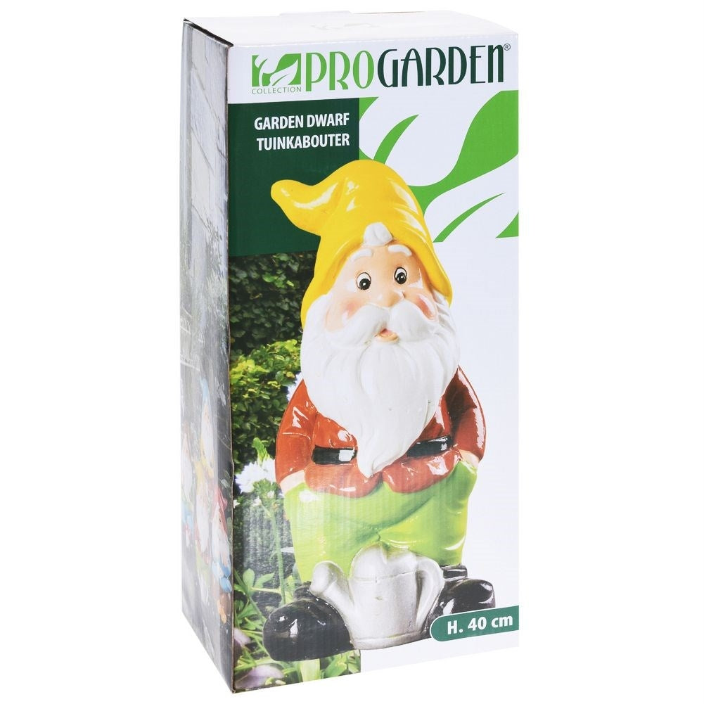 Ceramic garden gnome with red hat, weatherproof