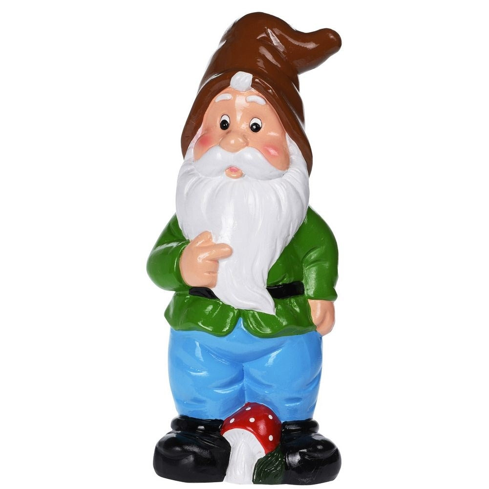 Ceramic garden gnome with weatherproof brown hat