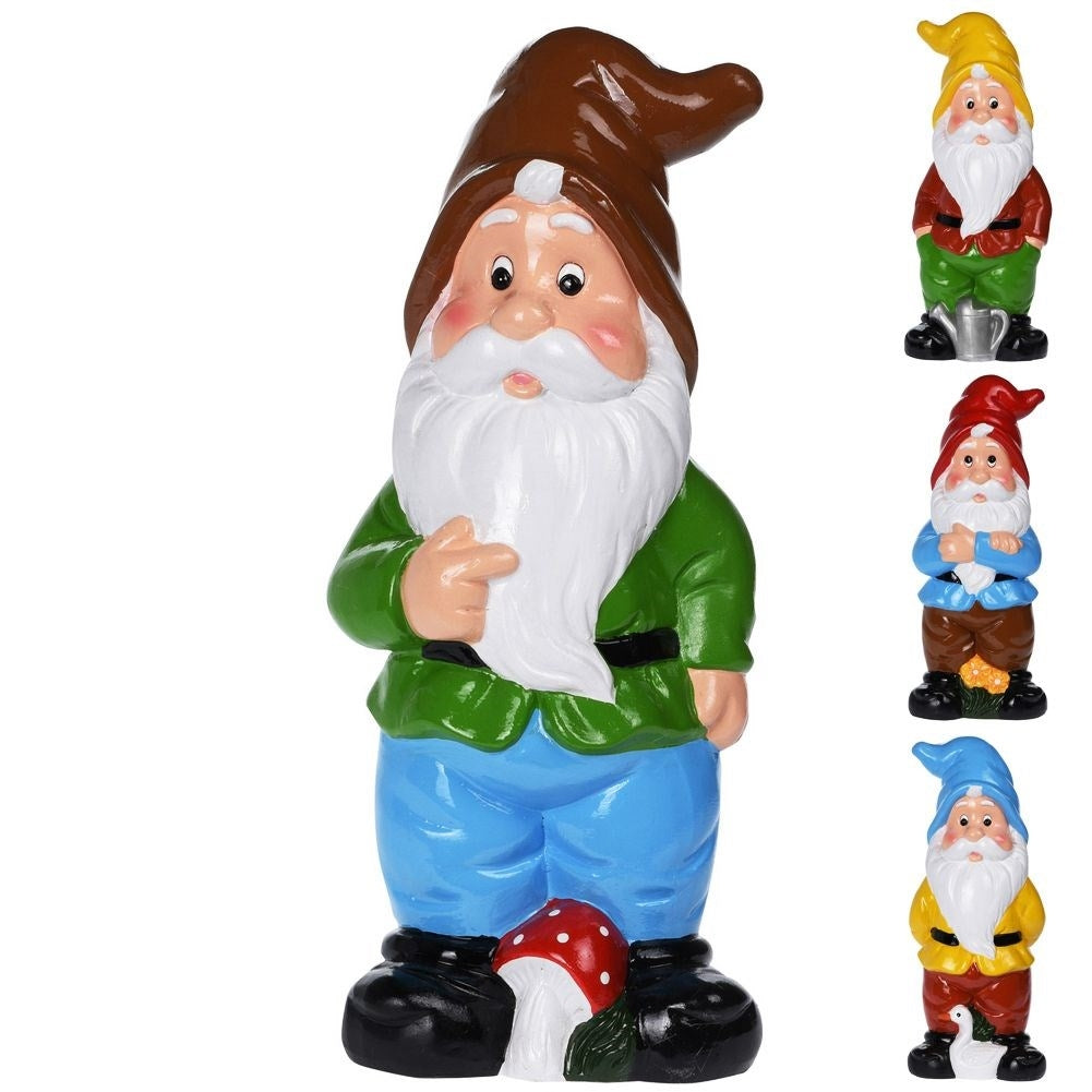 Ceramic garden gnome with weatherproof brown hat