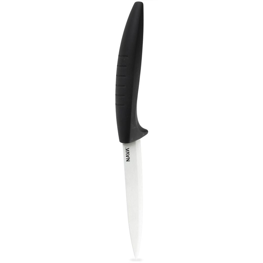 Ceramic kitchen knife with non-slip handle for precision cutting