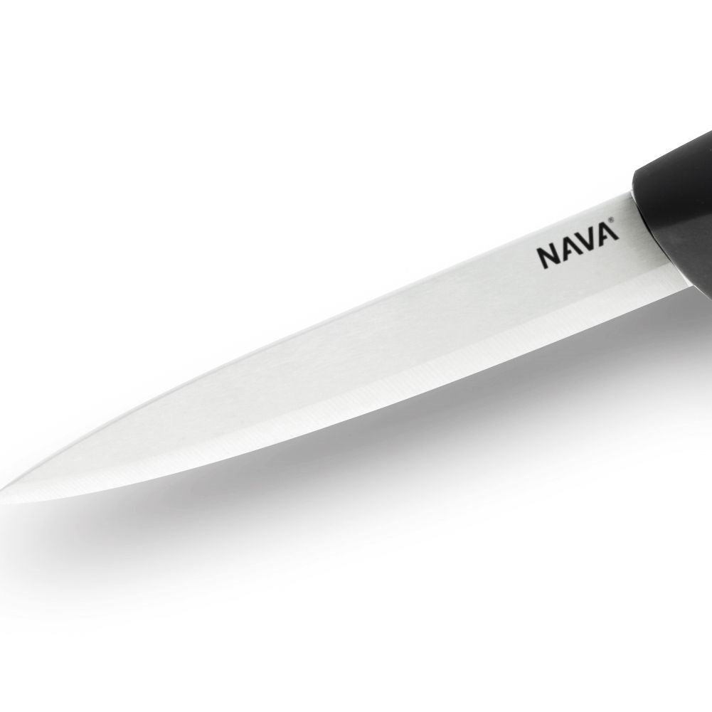 Ceramic kitchen knife with non-slip handle for precision cutting