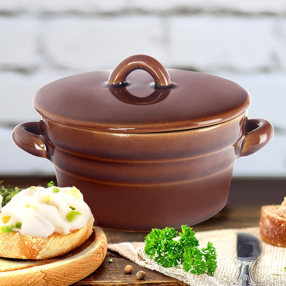 Ceramic lard pot with lid 340 ml
