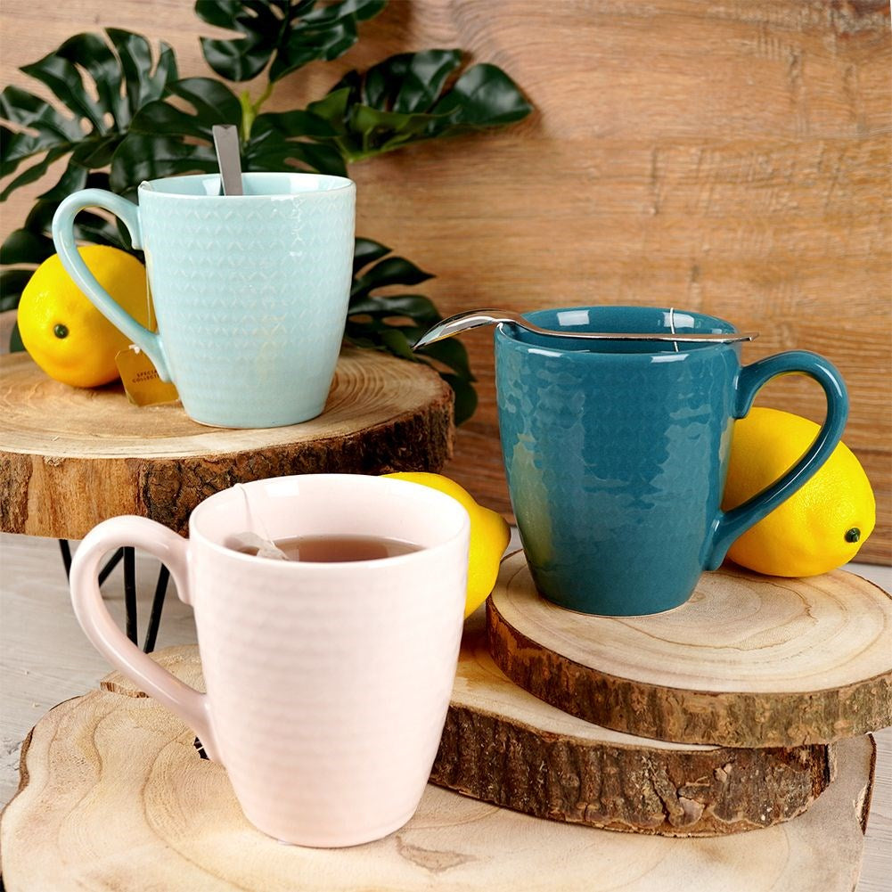 Ceramic mug blue RELIEF 390 ml