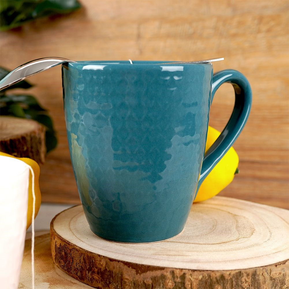 Ceramic mug blue RELIEF 390 ml