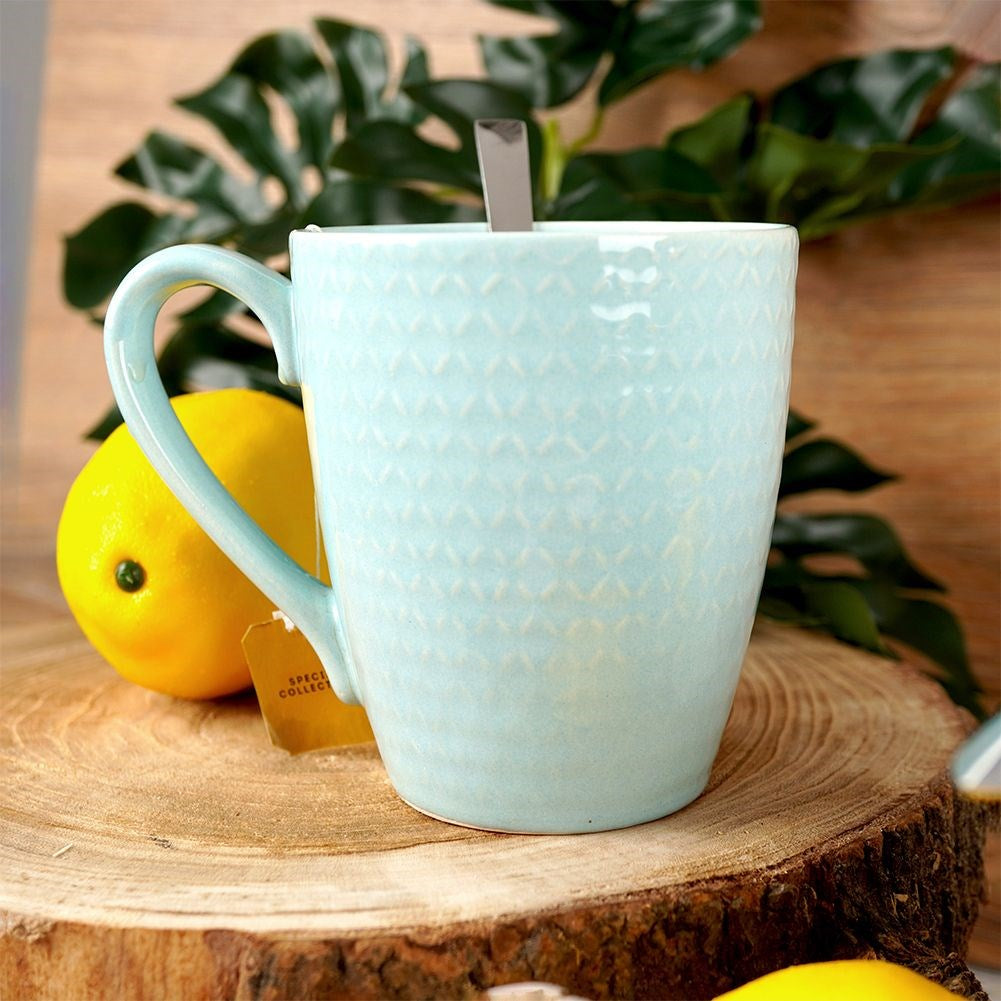 Ceramic mug green RELIEF 390 ml