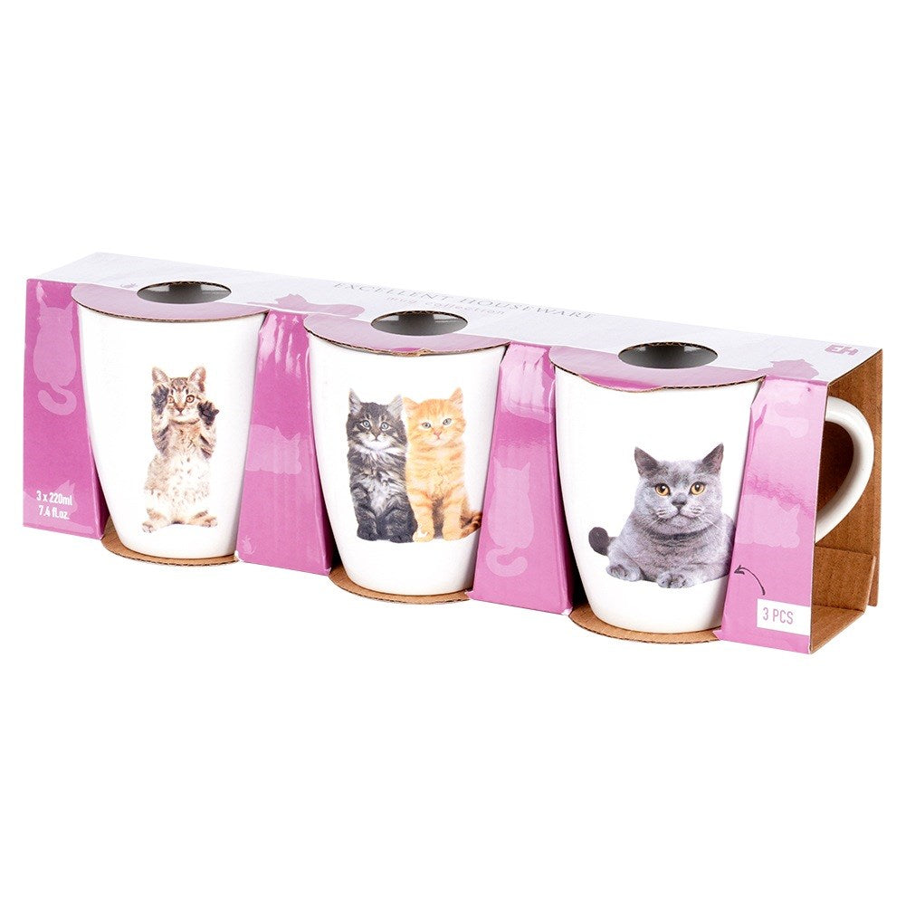 Ceramic mugs cats 220 ml 3 pcs.