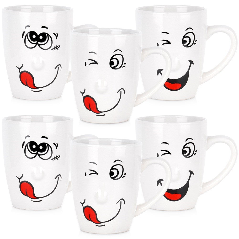 Ceramic mugs smiley 350 ml 6 pcs.