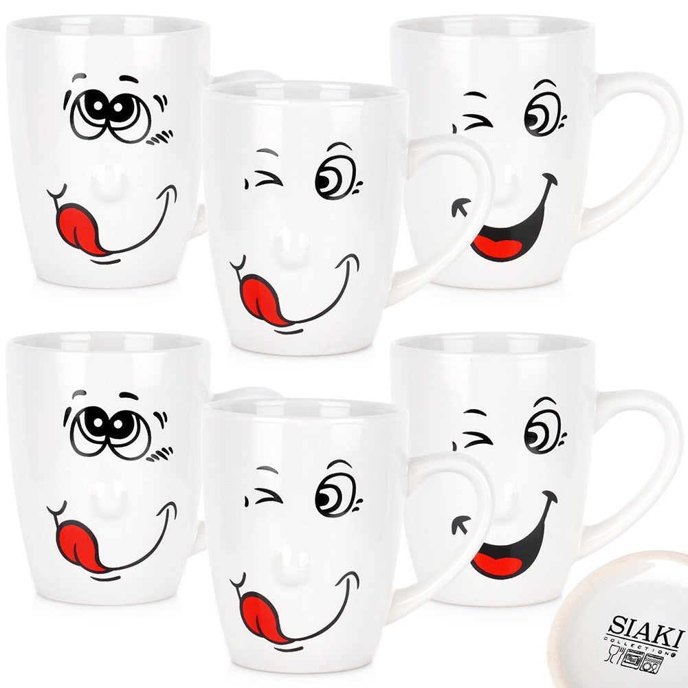 Ceramic mugs smiley 350 ml 6 pcs.