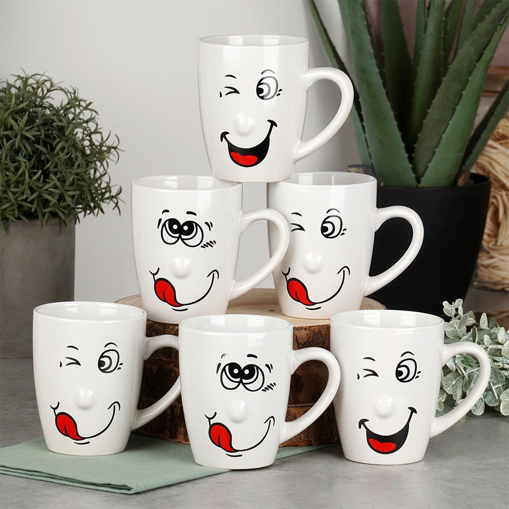 Ceramic mugs smiley 350 ml 6 pcs.