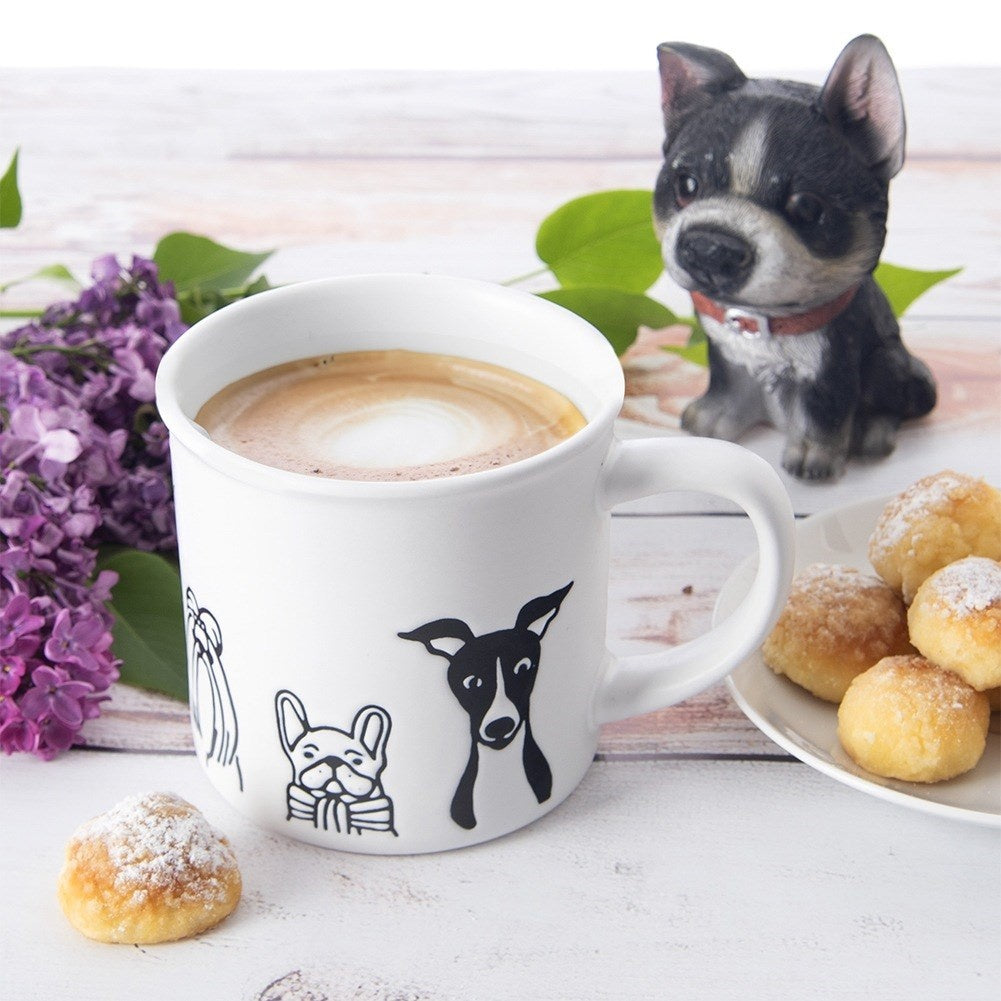 Ceramic mug white dogs 500 ml