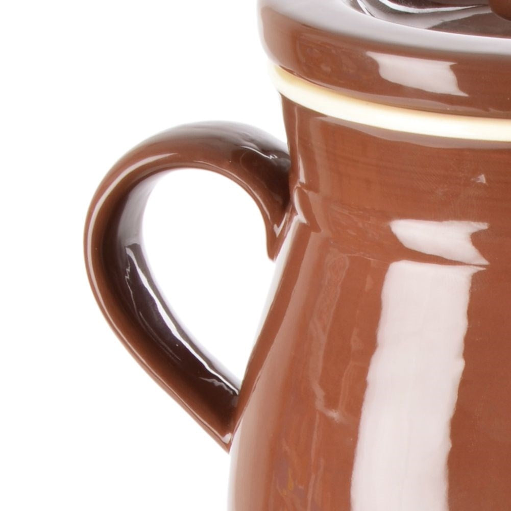 Ceramic pickling pot for vegetables with lid and tongs