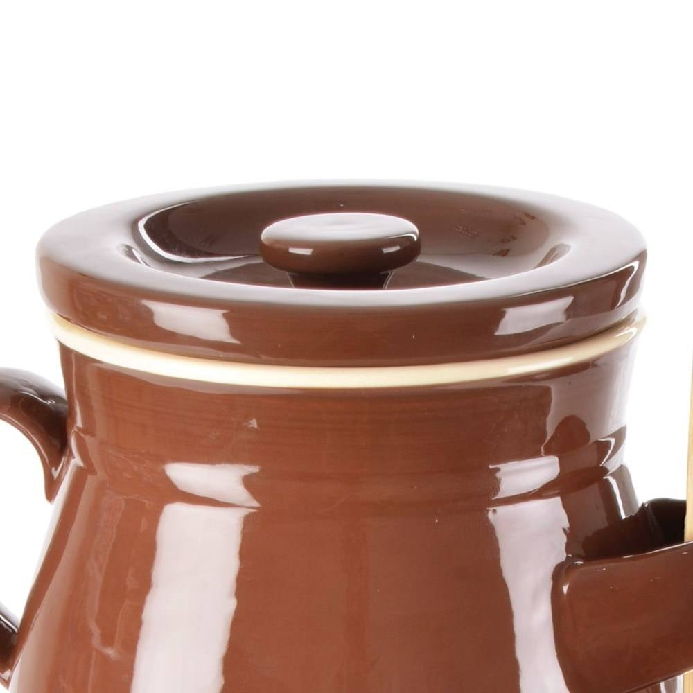 Ceramic pickling pot for vegetables with lid and tongs