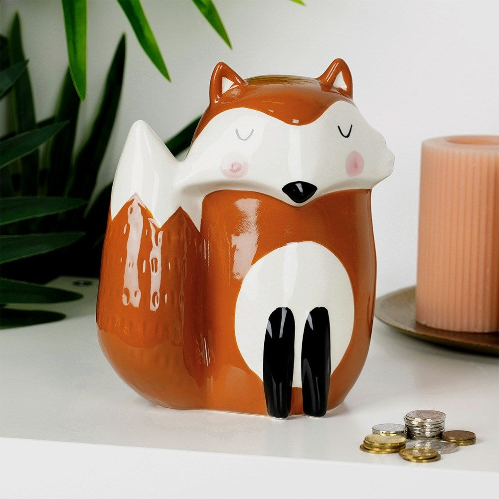 Ceramic piggy bank fox