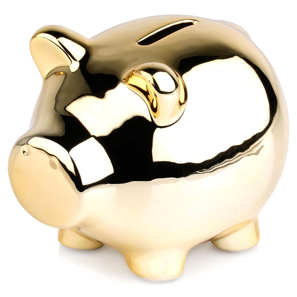 Ceramic piggy bank, gold mirror, 11.5x9 cm