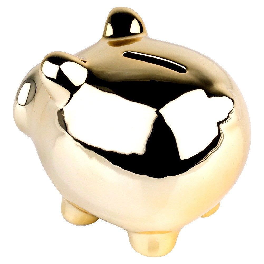 Ceramic piggy bank, gold mirror, 11.5x9 cm
