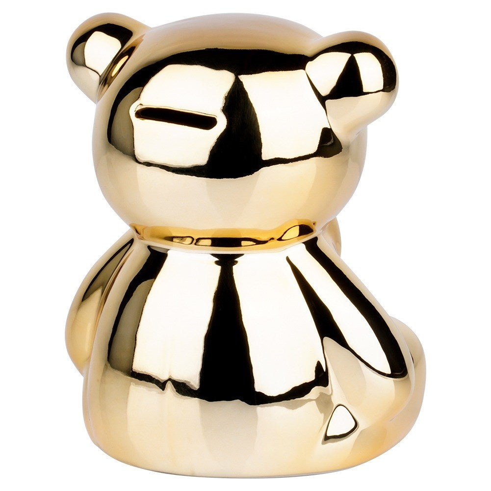 Ceramic piggy bank, gold mirror, 14.5x12.5x17 cm
