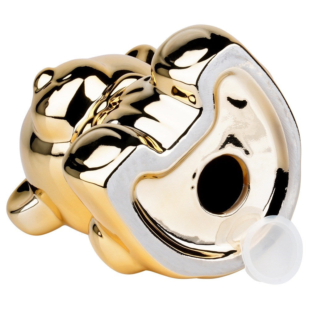 Ceramic piggy bank, gold mirror, 14.5x12.5x17 cm