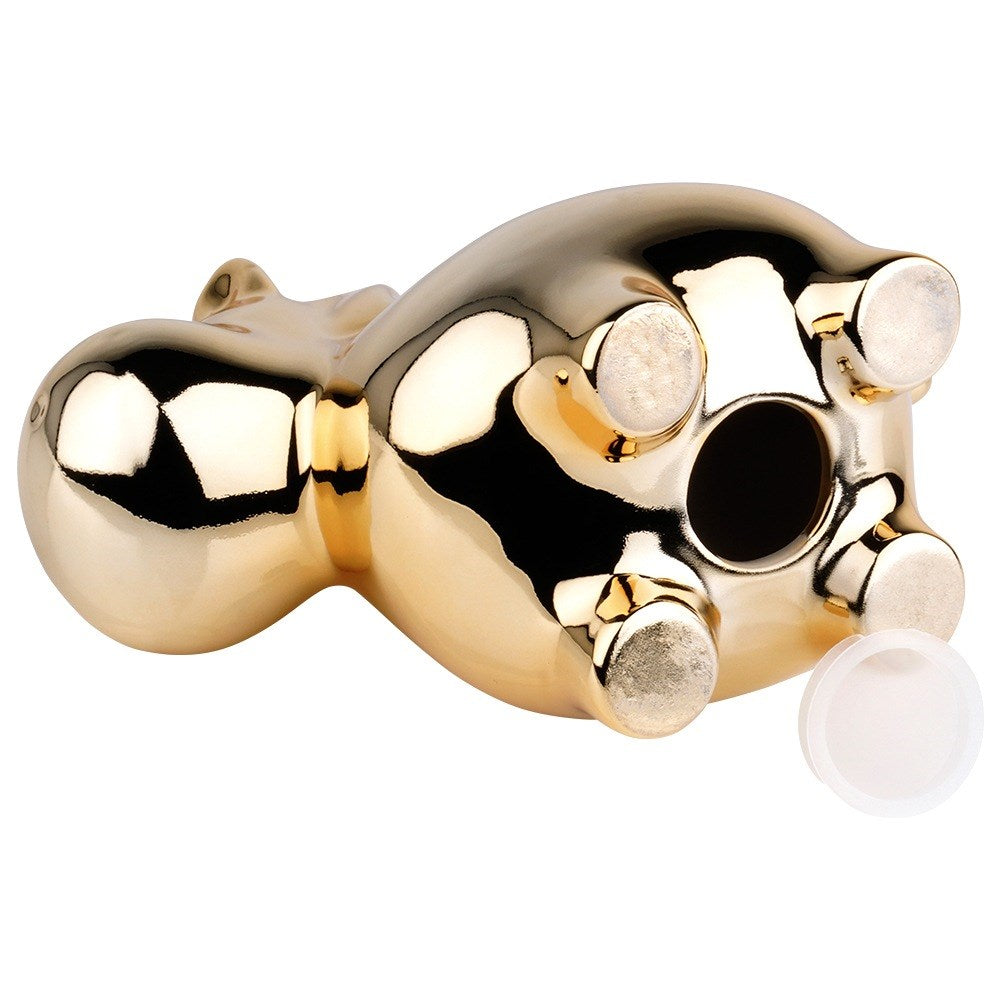 Ceramic piggy bank, gold mirror, 18x10.5 cm