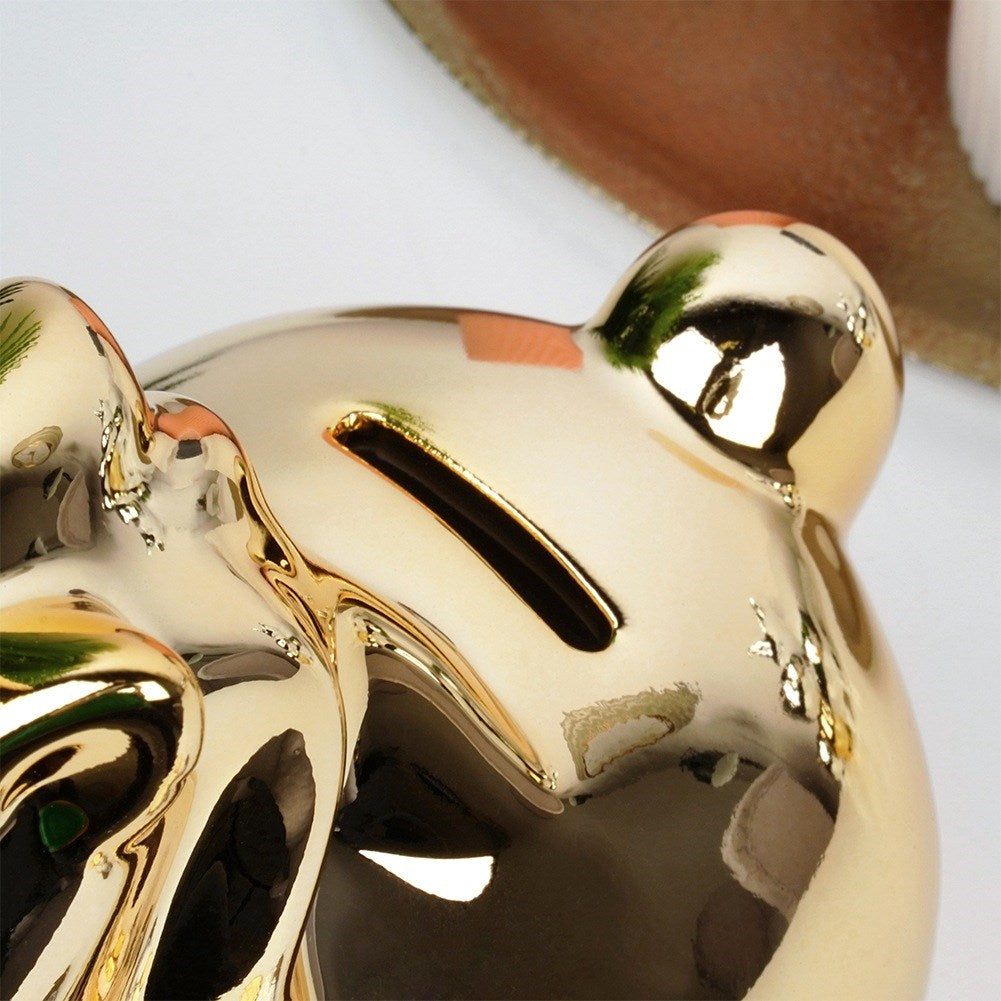 Ceramic piggy bank, gold mirror, 18x10.5 cm