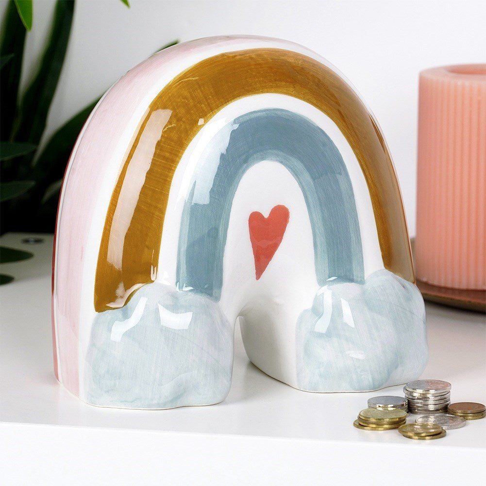 Ceramic piggy bank rainbow