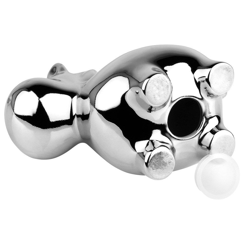Ceramic piggy bank, silver, mirror, 18x10.5 cm