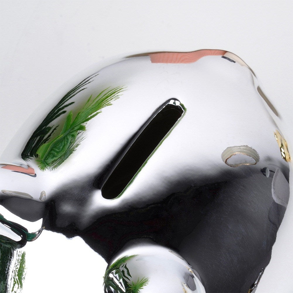 Ceramic piggy bank, silver, mirror finish, 11.5 x 9 cm