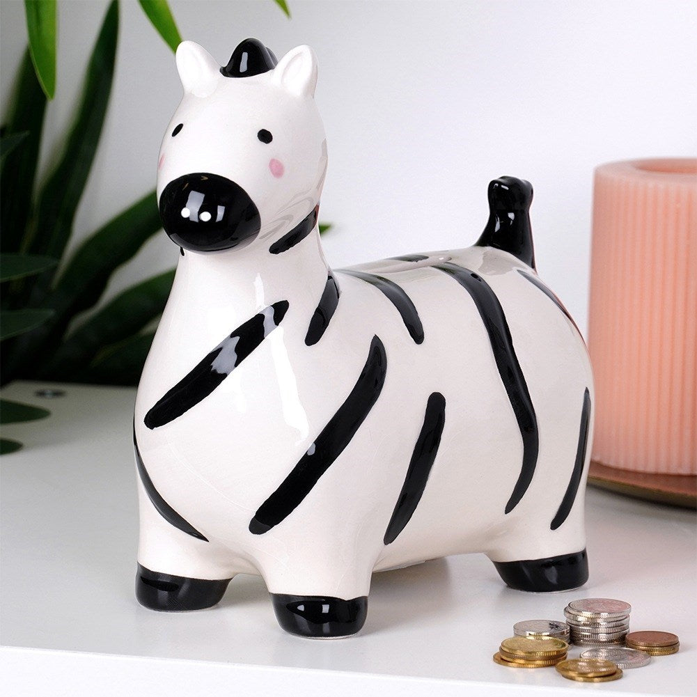 Ceramic piggy bank zebra