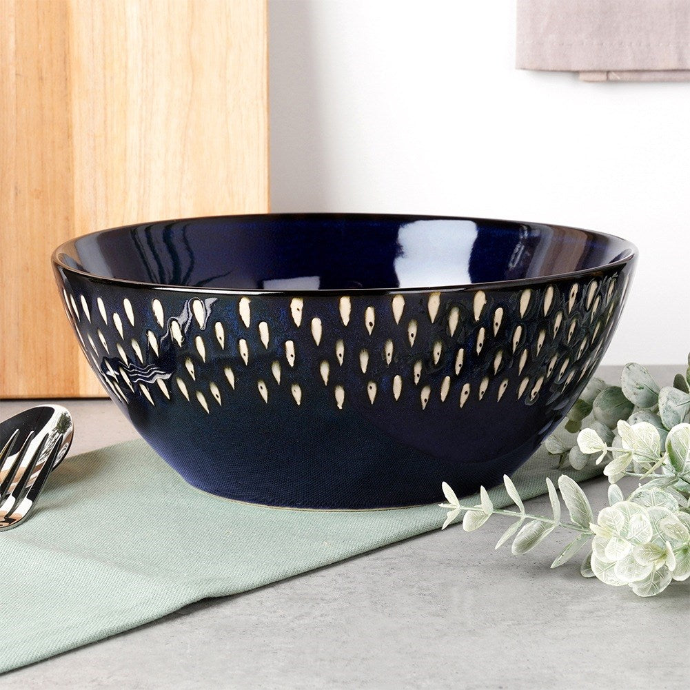 Ceramic salad bowl, navy blue, 23 cm, 2 l