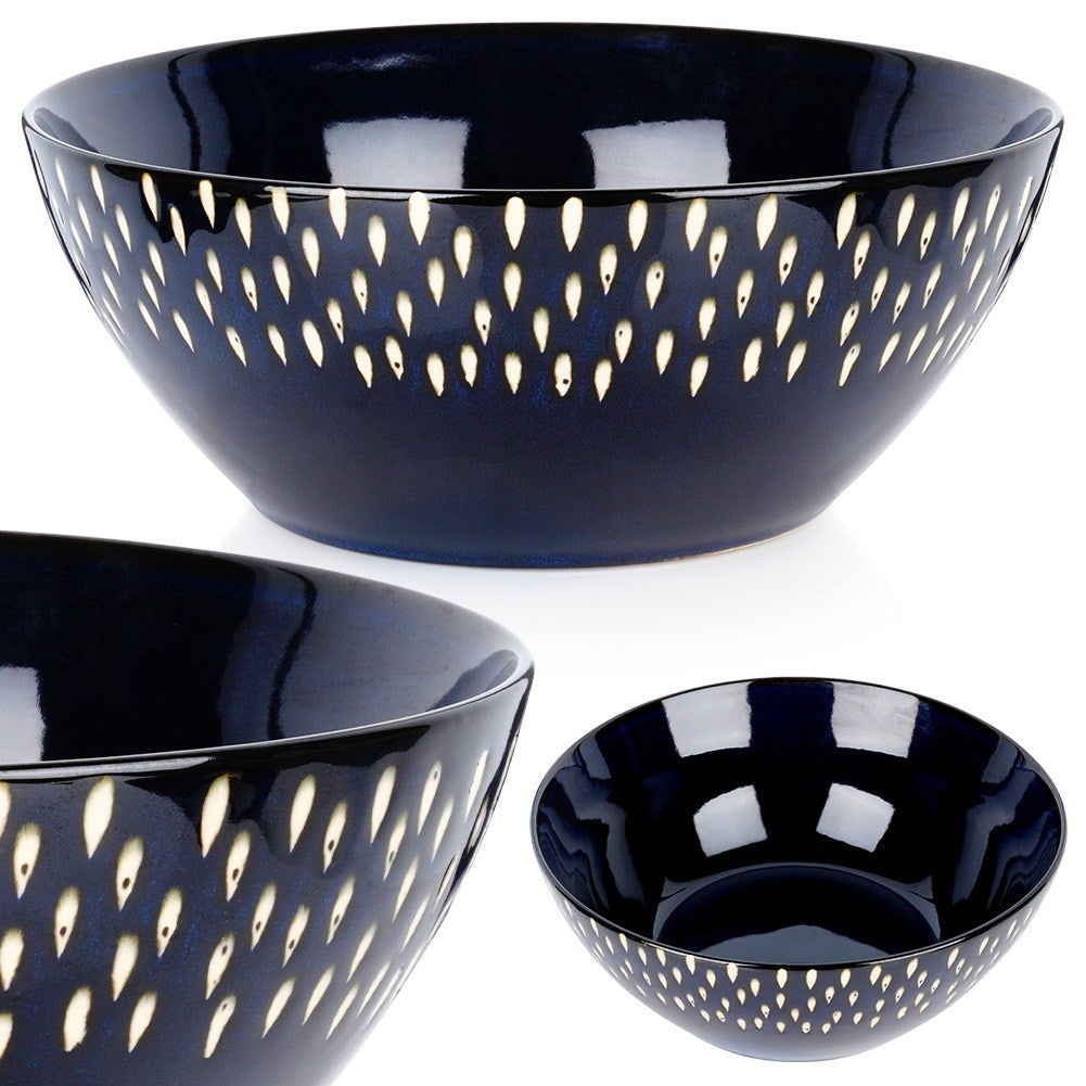 Ceramic salad bowl, navy blue, 23 cm, 2 l