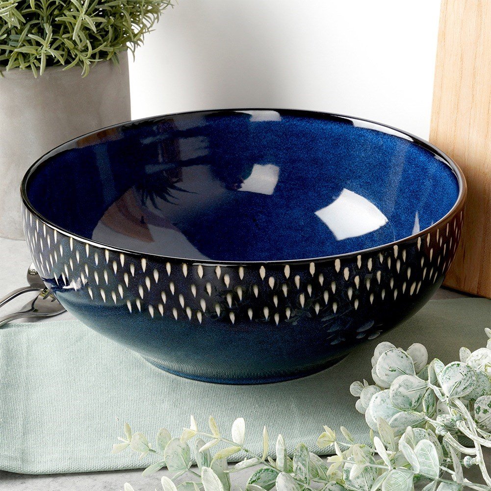 Ceramic salad bowl, navy blue, 25 cm, 2.8 l