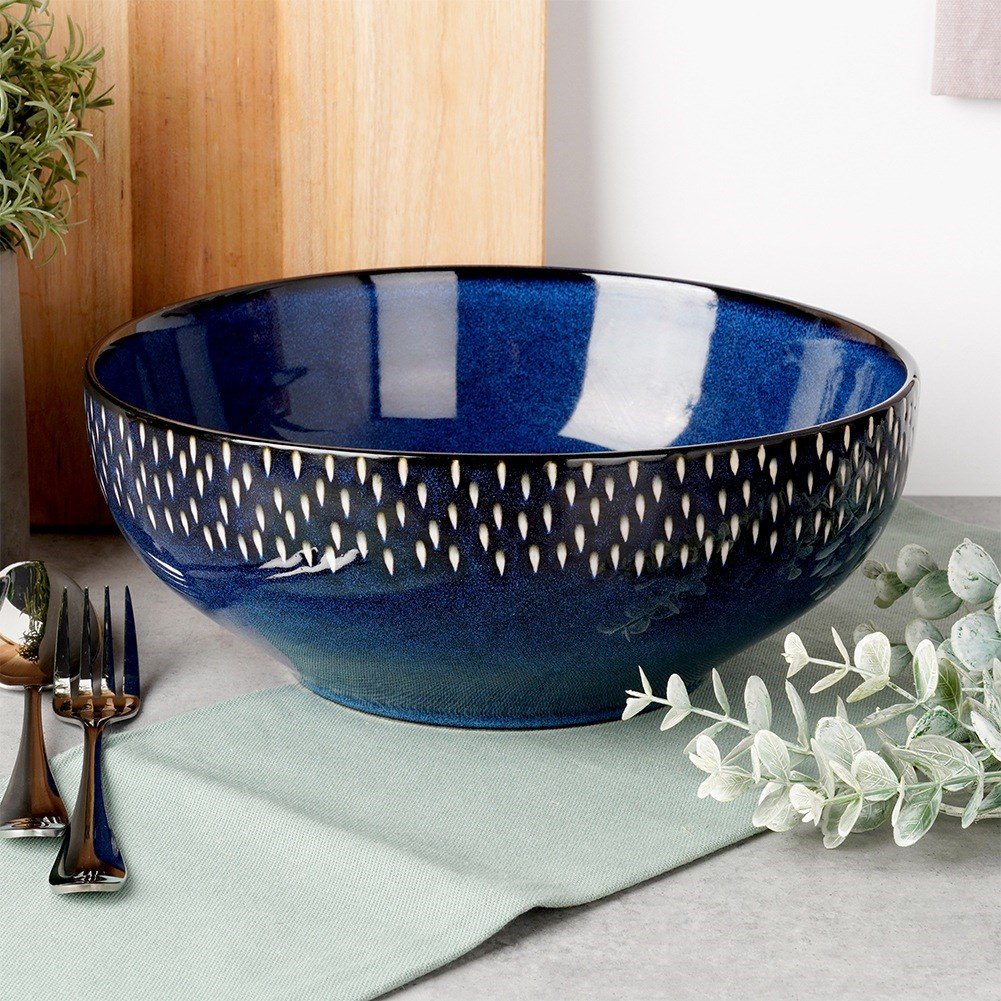 Ceramic salad bowl, navy blue, 25 cm, 2.8 l