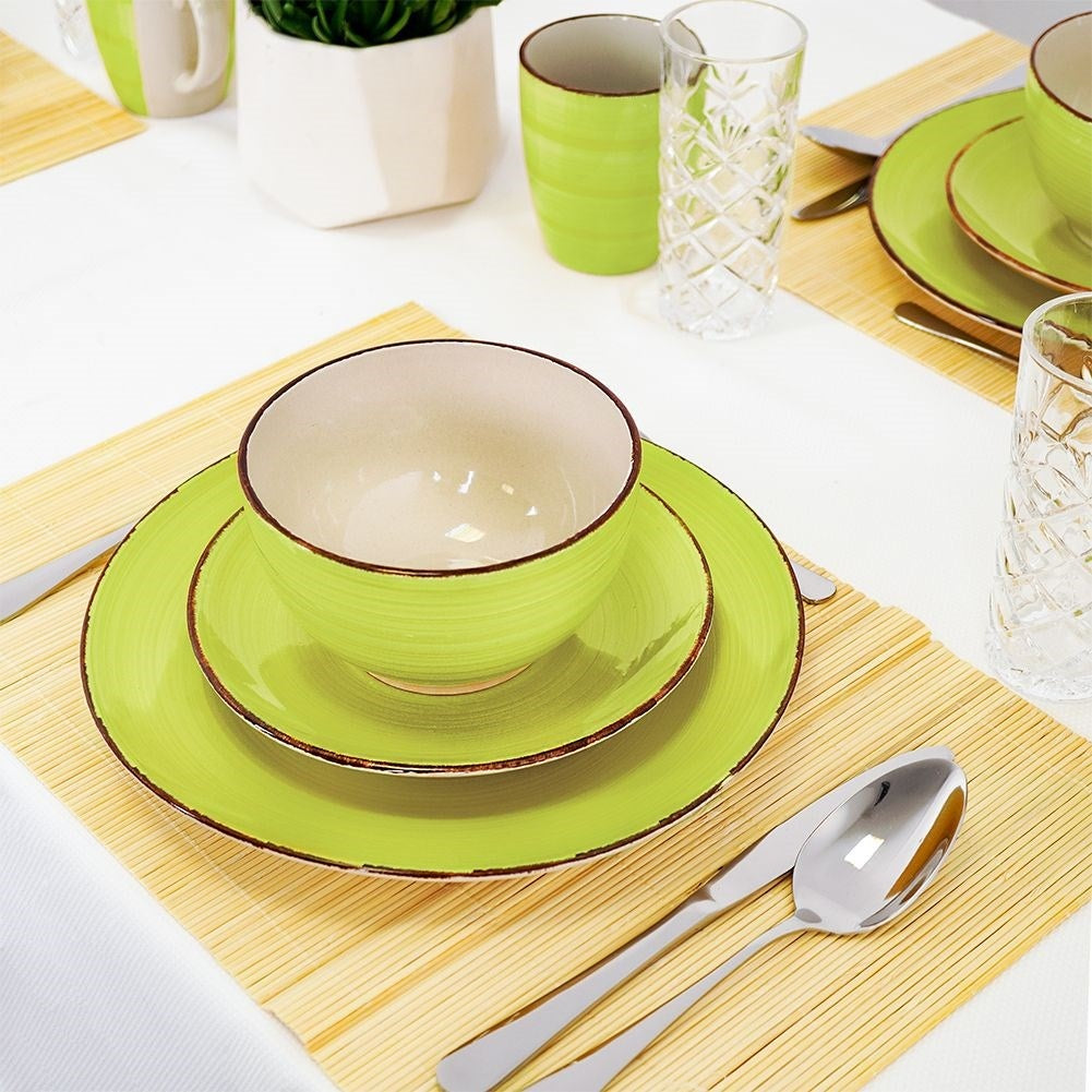 Ceramic set 16 parts for 4 people in trendy green-beige