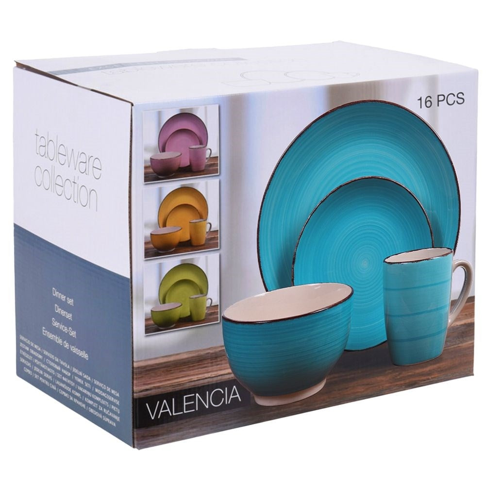 Ceramic set 16 parts for 4 people in trendy green-beige