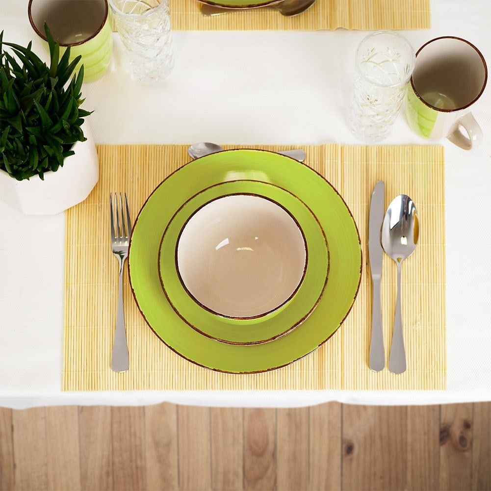 Ceramic set 16 parts for 4 people in trendy green-beige