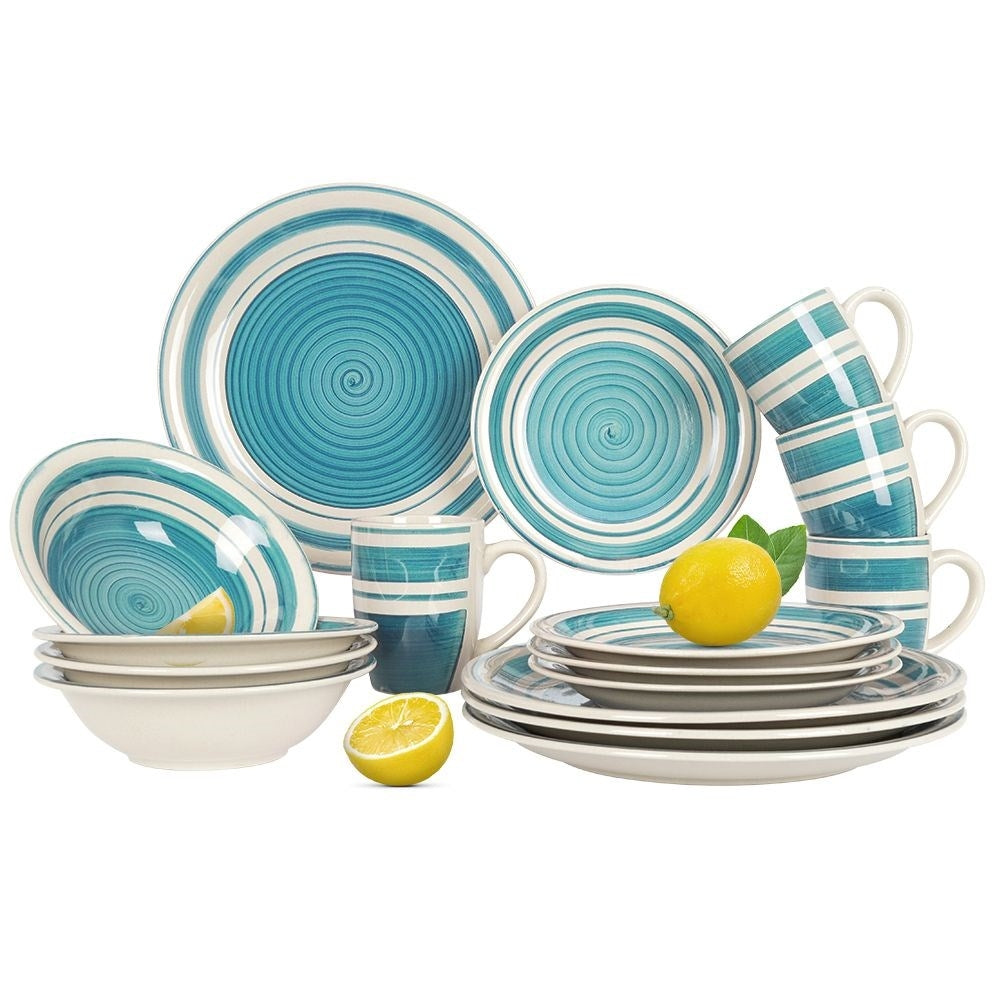 Ceramic set for 4: Trendy colors, 16 pieces