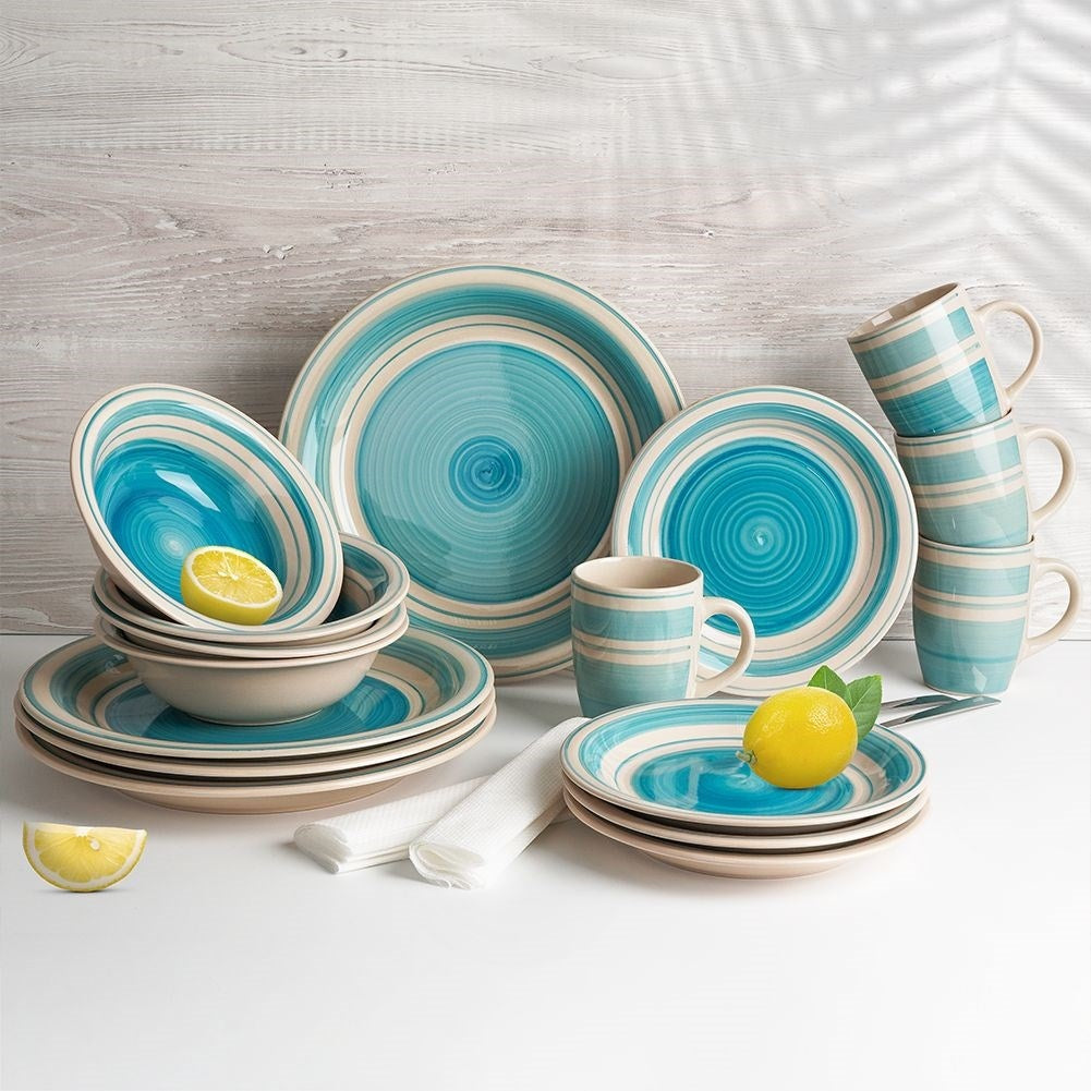 Ceramic set for 4: Trendy colors, 16 pieces